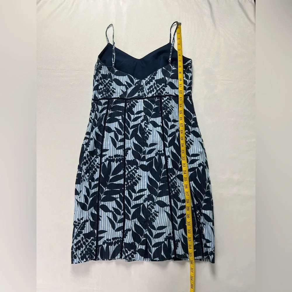 Banana Republic Cotton Sheath Blue & White Stripe with Leaves Pattern Sundress - Picture 6 of 16